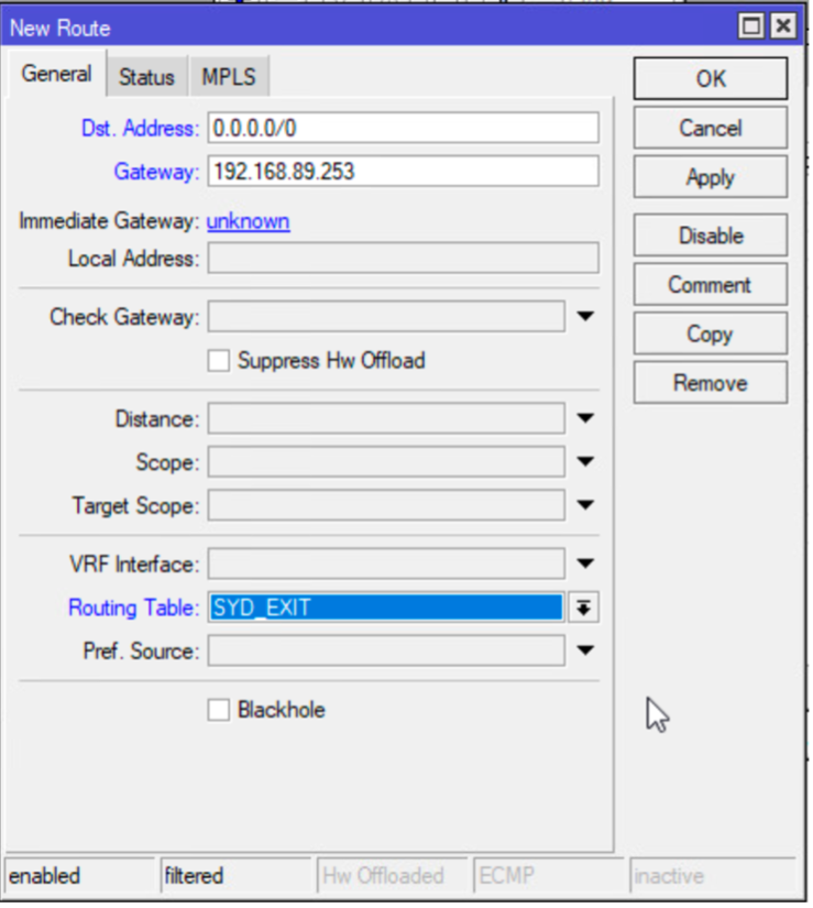 Mikrotik Add Route