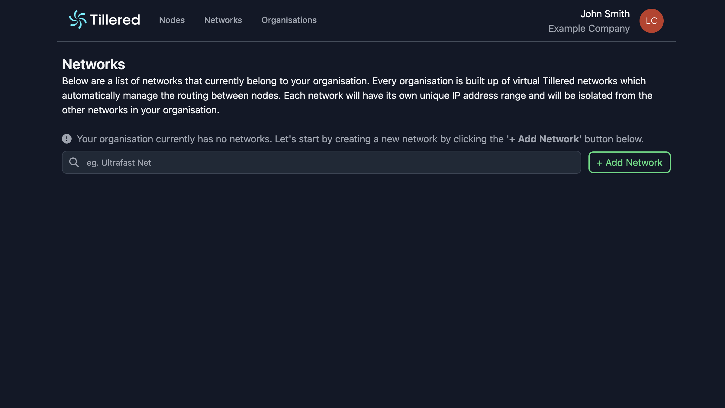 Empty networks state