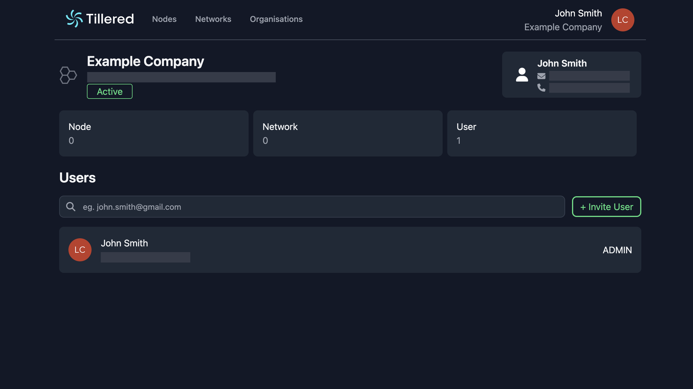 Organisation management view