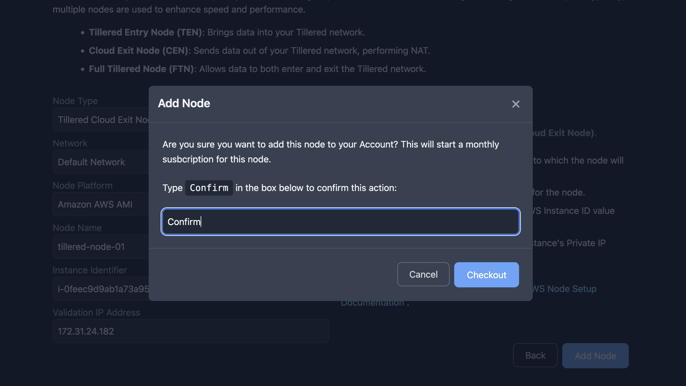 Confirm starting subscription dialog