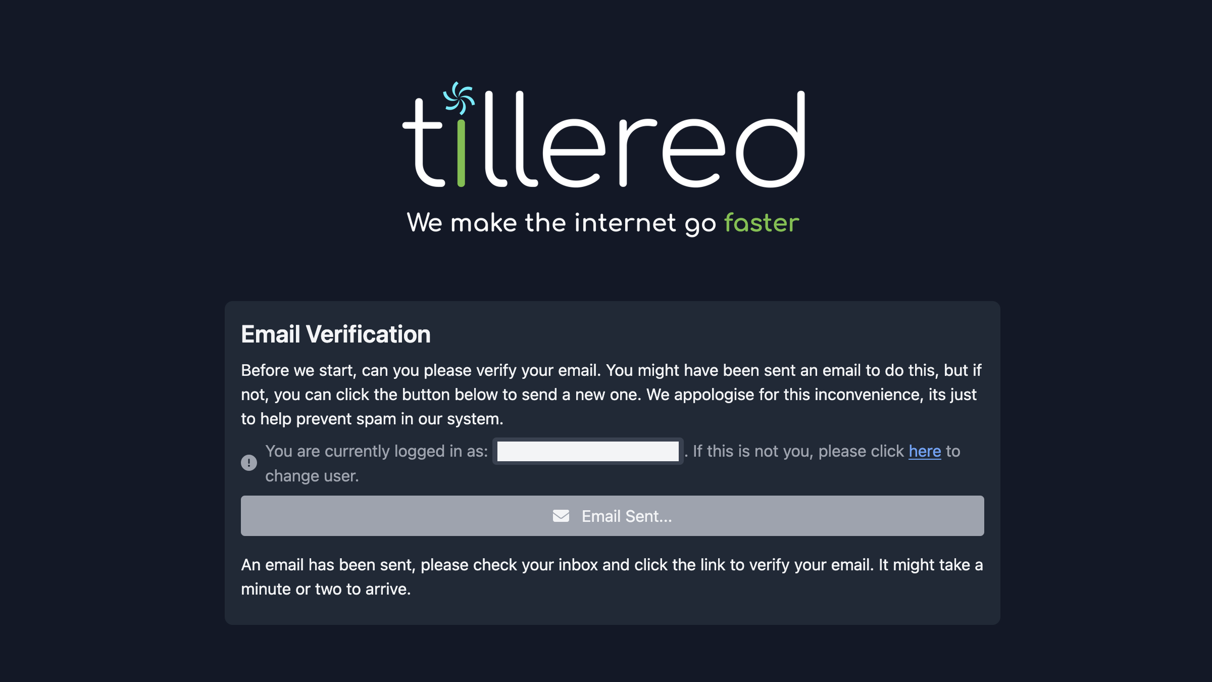 Email verification prompt