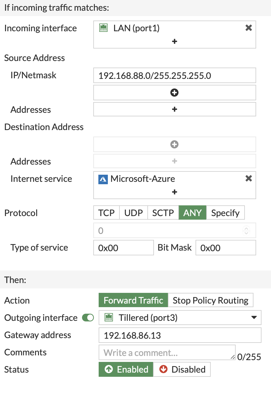 Azure Traffic Policy Routes