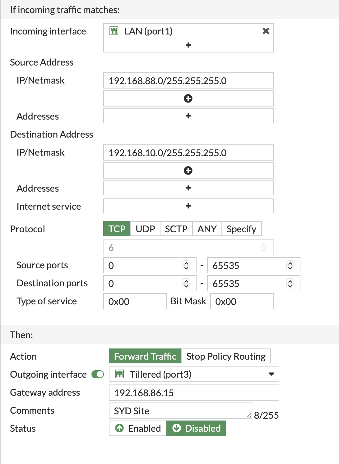 Policy Route Transparent Mode