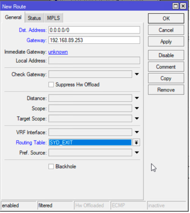 Mikrotik Add Route