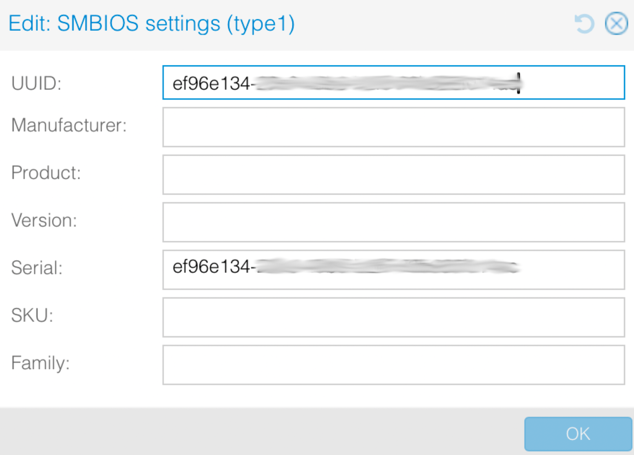 Proxmox Edit SMBIOS Settings